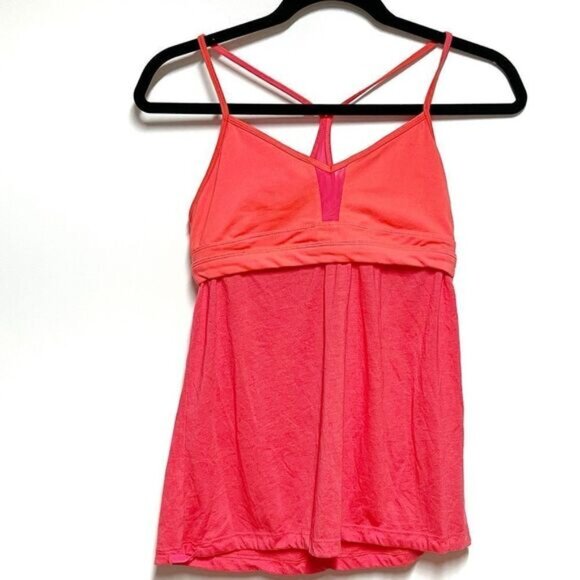 ALO Yoga Tops - Alo Yoga Neon Coral Padded Strappy Workout Top  Racerback  Sz S M